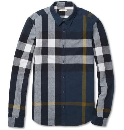 burberry dark blue shirt|burberry men's blue plaid scarf.